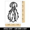 thumbnail image 2 of Floral Jellyfish Rectangle Rubber Stamp Stamping Scrapbooking Crafting - Large 2.5in, 2 of 7