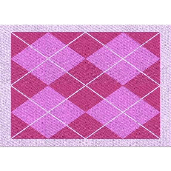 Ahgly Company Indoor Rectangle Patterned Violet Purple Area Rugs, 7' x 9'