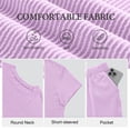 thumbnail image 5 of Asklazy Two Piece Sets for Women Summer Travel Vacation Outfits Pleated Short Sleeve Lounge Sets,Mother‘s Day,Light Pink,S, 5 of 9