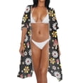thumbnail image 3 of HELLHERO Polyester Long Kimono Swimsuit Cover Up for Beach Quick Dry Casual Loose Floral & Mushroom Print, 3 of 6