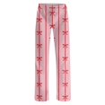 thumbnail image 6 of Women's Bow Print Wide Leg Pajama Pants, Elastic High Waist Loose Sleep Pants Casual Loungewear Trousers, S, 6 of 7