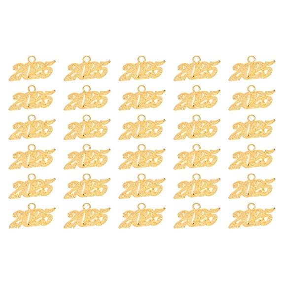 Uxcell 2025 Graduation Tassel Charm, 30 Pcs Alloy 2025 Year Large Letter Charm for Graduation, Gold