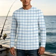 thumbnail image 5 of OIOLOYJM Sun Shirts for Men Long Sleeve UPF Sun protection Plaid Rash Guard Lightweight Swim Fishing Shirt Uv Outdoor Classic Fit Gym T-Shirt Light Blue S, 5 of 6