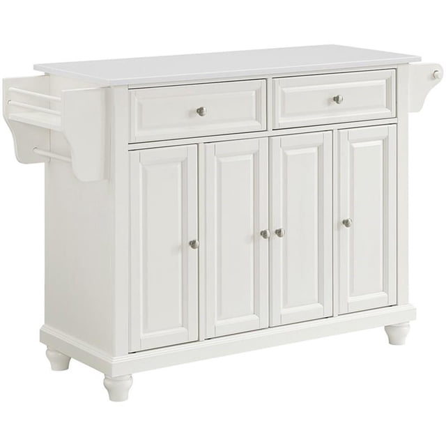 Crosley Furniture Cambridge Wood Granite Top Kitchen Island in White