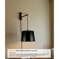 thumbnail image 3 of MAST Plug-In Wall Mount Pendant, 1 Light Black Cord/Arm, Shallow Drum Black Shade 10x12x8, 3 of 7