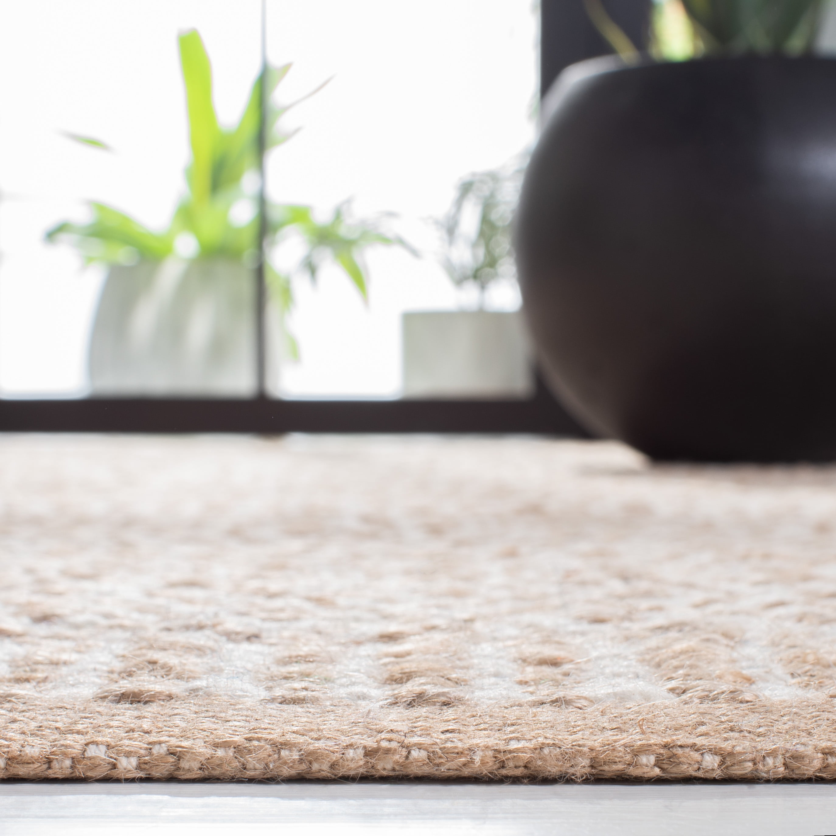 SAFAVIEH Natural Fiber Delice Geometric Area Rug, Natural/Ivory, 6' x 6' Square