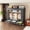 Grey, variant on 59Inch Portable Closet Organizer, 3 Hanging Rods, 3 Drawers & 3 Storage Shelves, Dustproof Non-woven Fabric Wardrobe, Easy to Assemble for Bedroom, brown