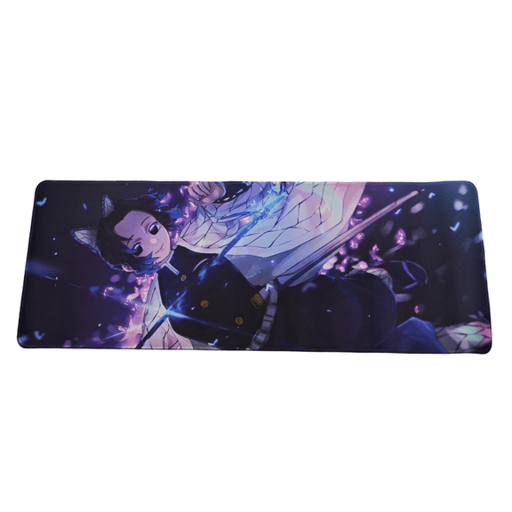 Anime Sword Fighter Mouse Pad, Large Desk Mat with Water & Fire Element Pattern, Artistic Japanese Style for Desktop & Gaming Decor
