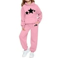 thumbnail image 4 of Pink Unisex Kids 2-Piece Star Design Tracksuit, Hoodie & Jogger Pants 100% Polyester Relaxed Fit Machine Washable for 4-12 Years,Size 3-4T, 4 of 5