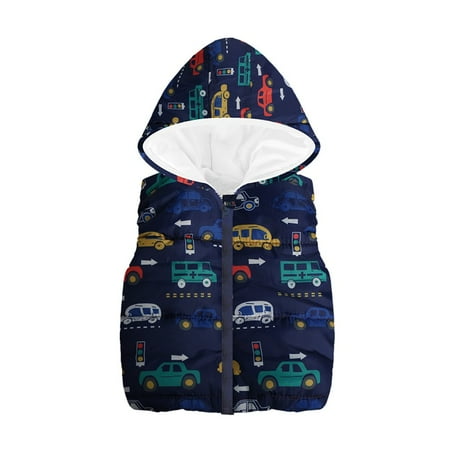 

Vikakiooze Toddler Kids Baby Girls Boys Sleeveless Car Print Hooded Warm Waistcoat Tops Kids Jackets On Clearance