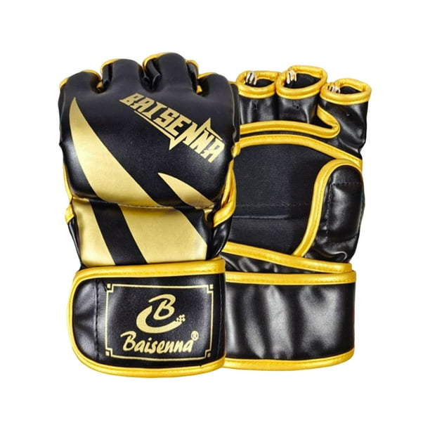 Guantes de MMA con palma abierta y medio dedo para artes marciales, equipo de protección para hombres Aureato negro
