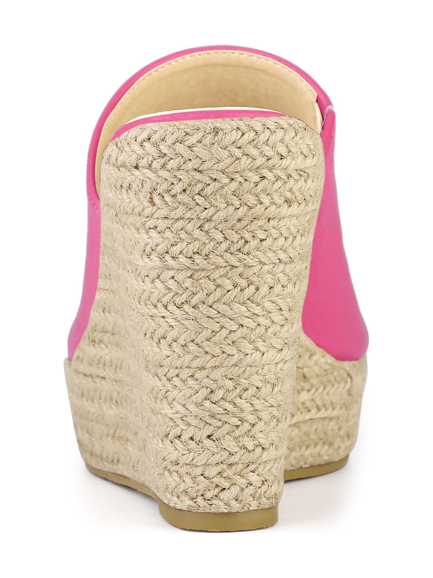 DARING DIVA Women's Slip on Platform Sandals Espadrilles Wedges Slides Mules Hot Pink 7.5