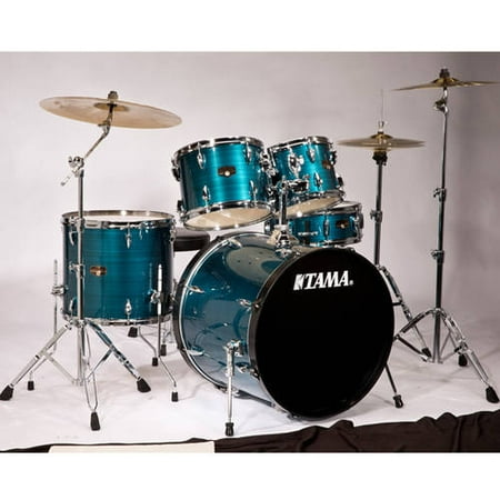 Tama Imperialstar 5-Piece Complete Drum Kit with 22" Bass Drum, Cymbals and Hardware, Hairline Blue