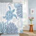 thumbnail image 4 of Shower Curtains for Bathroom, Navy Blue Coastal Turtle Waterproof Fabric Shower Curtain, Ocean Coral Nautical Decorative Bathroom Curtain for Bathtub, 72"x72", No Hooks Included, 4 of 9