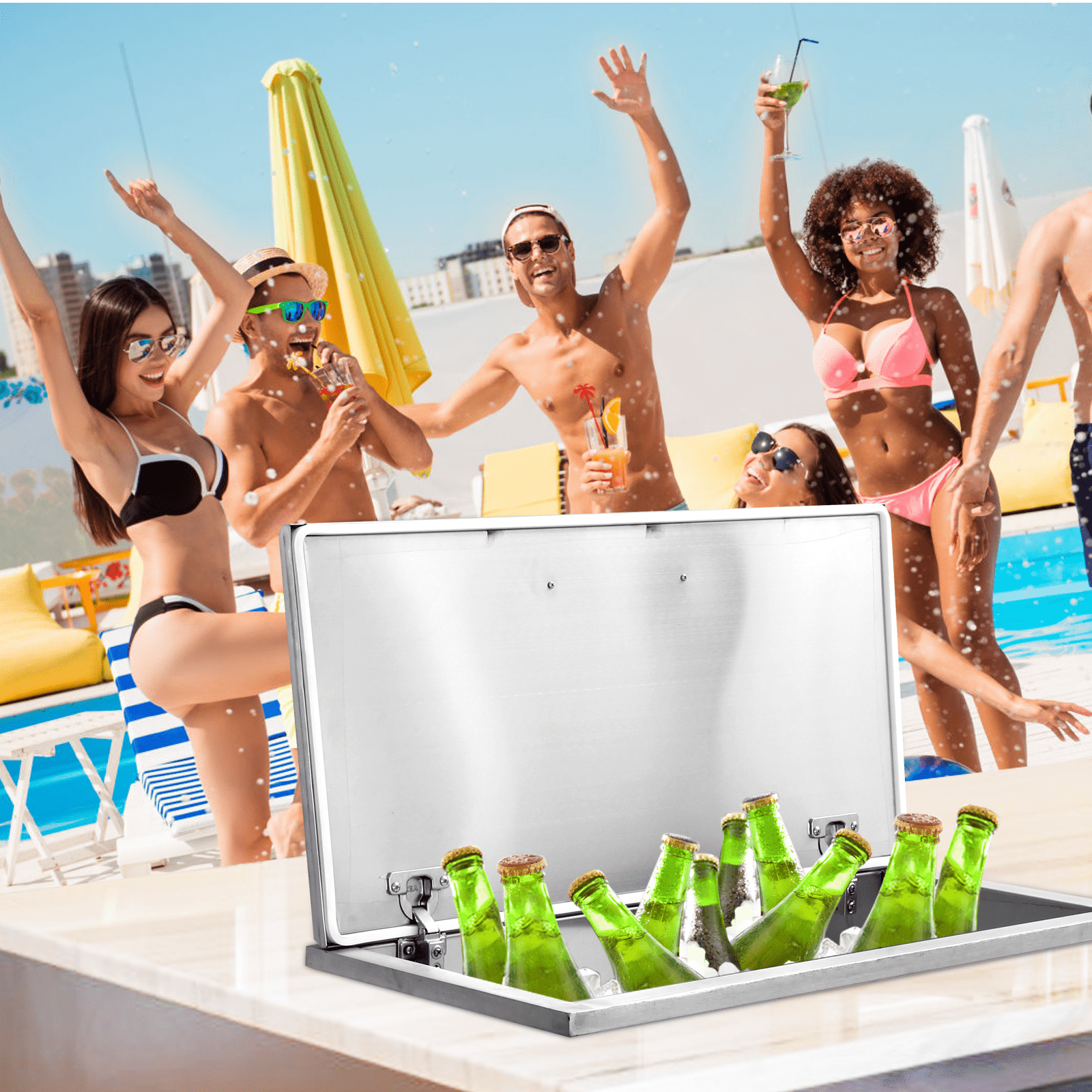 Accreate Stainless Steel Drop in Ice Chest - Commercial Ice Bin for Outdoor Kitchen Ice Bar & Cold Beverages