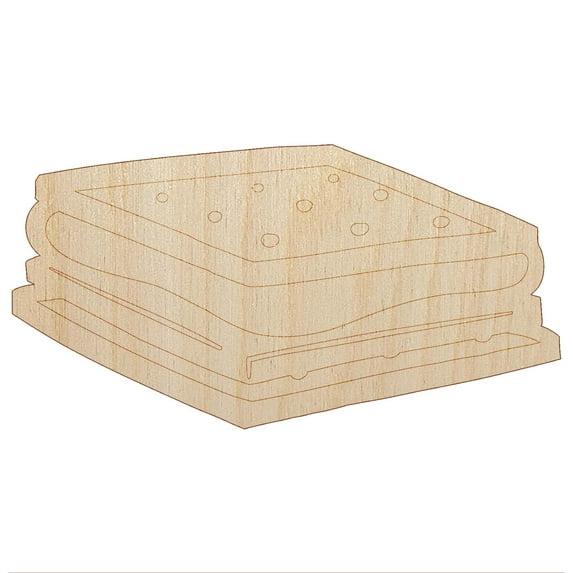 S'mores Graham Cracker Chocolate Marshmallow Campfire Snack Wood Shape Unfinished Piece Cutout Craft DIY Projects - 6.25 Inch Size - 1/4 Inch Thick