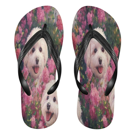 YAZAOOSummer Flip Flops Creatively Floral Furry Friends Simple Beach Sandals