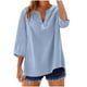 thumbnail image 1 of Vestidos Casuales Para Mujer, Blusas De Mujer De Moda Blusa informal de moda para mujer, con cuello en V, manga 3/4 y botones decorativos, 1 of 6