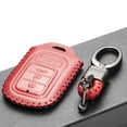 thumbnail image 4 of Vitodeco Genuine Leather Smart Key Keyless Remote Entry Fob Case Cover with Key Chain for Honda Civic, Fit, Accord, Pilot, CR-V (4 Buttons, Red), 4 of 5