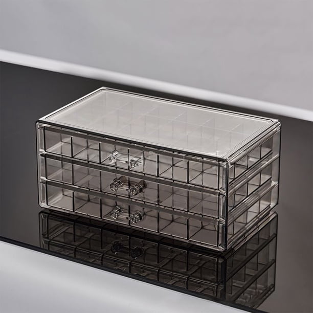 Jewelry Storage Organizer Box | Transparent Multi-Layer Plastic Drawer Case – 3 Tiers 72 Compartments | Large Capacity for Rings Earrings Necklaces Bracelets | Home Vanity Countertop | 24x13.5x11cm