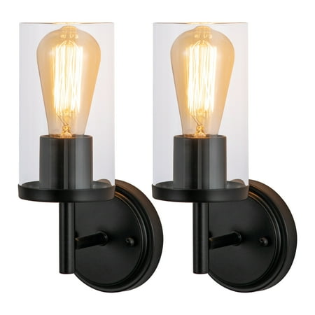 

C Cattleya 2-Pack 1-Light Black Indoor Wall Sconce With Clear Glass