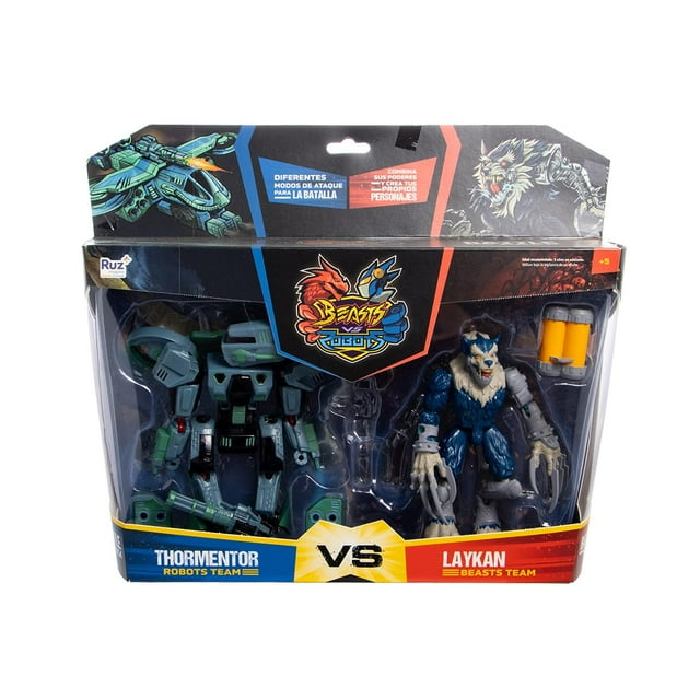 Beast VS Robots 2 Pack Batalla (1 Robot Y 1 Beast) Wolf Beast BEASTS VS ROBOTS NA