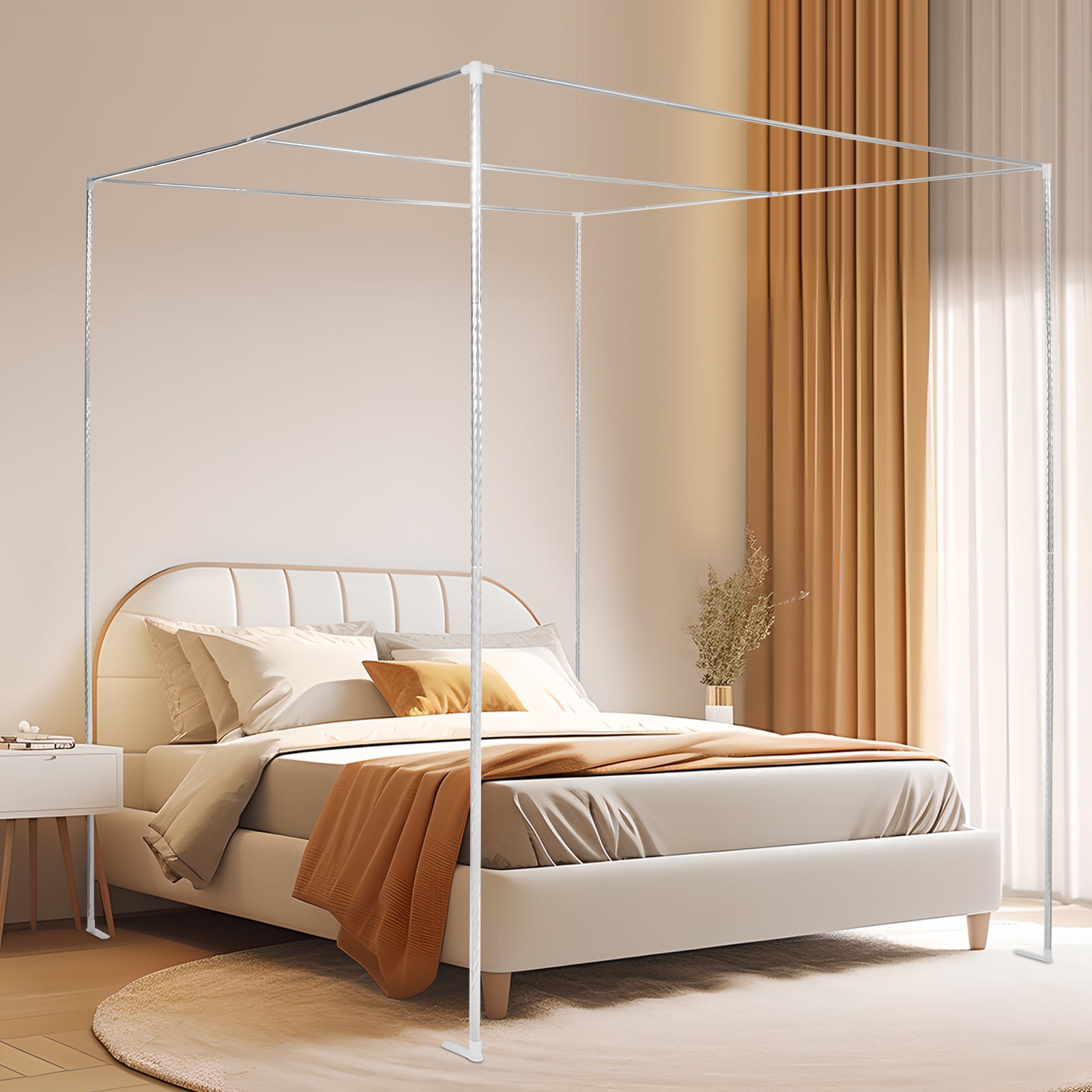 Peakora Canopy Bed Frame Mosquito Netting Canopy Frame Stainless Steel Fit for Most Beds Not Exceeding 6.56 * 6.56 Feet