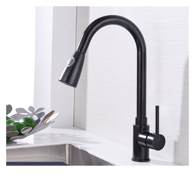 Kitchen Faucets Silver Single Handle Pull Out Kitchen Tap Single Hole Handle Swivel 360 Degree Water Mixer Tap Mixer Tap ,Effortless Installation
