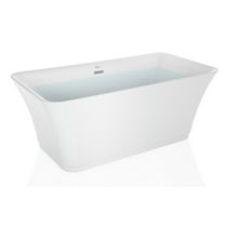 Empava 59" Luxury Freestanding Bathtub Acrylic Soaking SPA Tub by Empava – Modern Stand Alone Bathtubs with Custom Contemporary Design, White, EMPV-FT1511