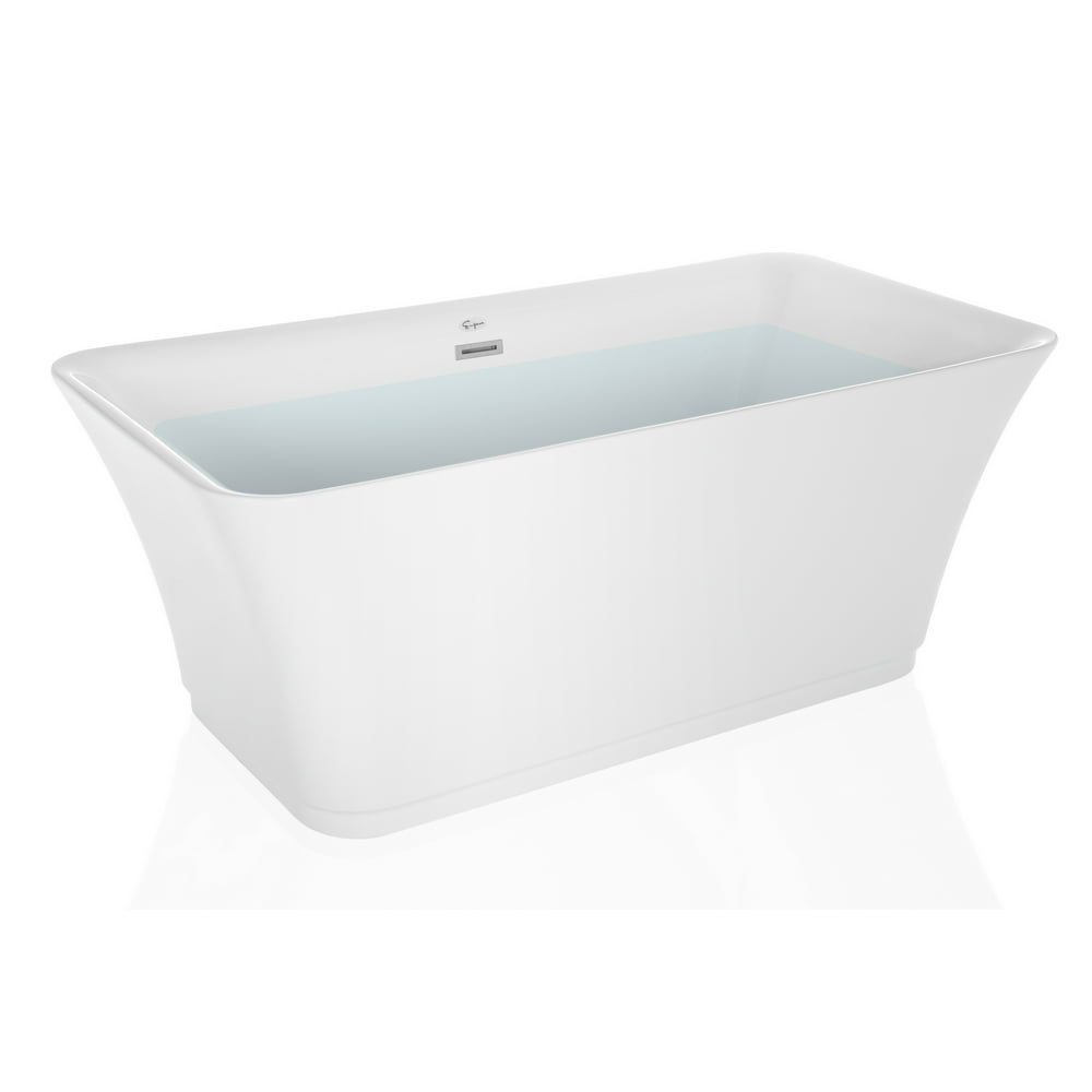 Empava 59" Luxury Freestanding Bathtub Acrylic Soaking SPA Tub by