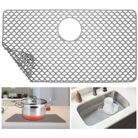 Alfombrilla de Silicona con Orificio de Drenaje, Protector de Fregadero Antideslizante Resistente Al Calor, Alfombrilla para Fregadero de Cocina (28 x 15 Pulgadas)