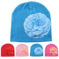thumbnail image 2 of SPRING PARK Cute Newborn Baby Girl Peony Flower Weave Hat Infant Cotton Fabric Spring Beanie Cap, 2 of 3