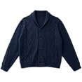 thumbnail image 5 of Lovzfmll Cardigan for Men, Shawl Collar Cable Knit Button Front, Casual Long Sleeve Sweater for Men, L, 5 of 6