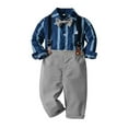 thumbnail image 2 of IROINNID Toddler Boys 3PC Set Gentleman Solid Suit Long Sleeve Turndown Lapel Jumpsuit Formal Suit with Bow-tie, 2 of 9