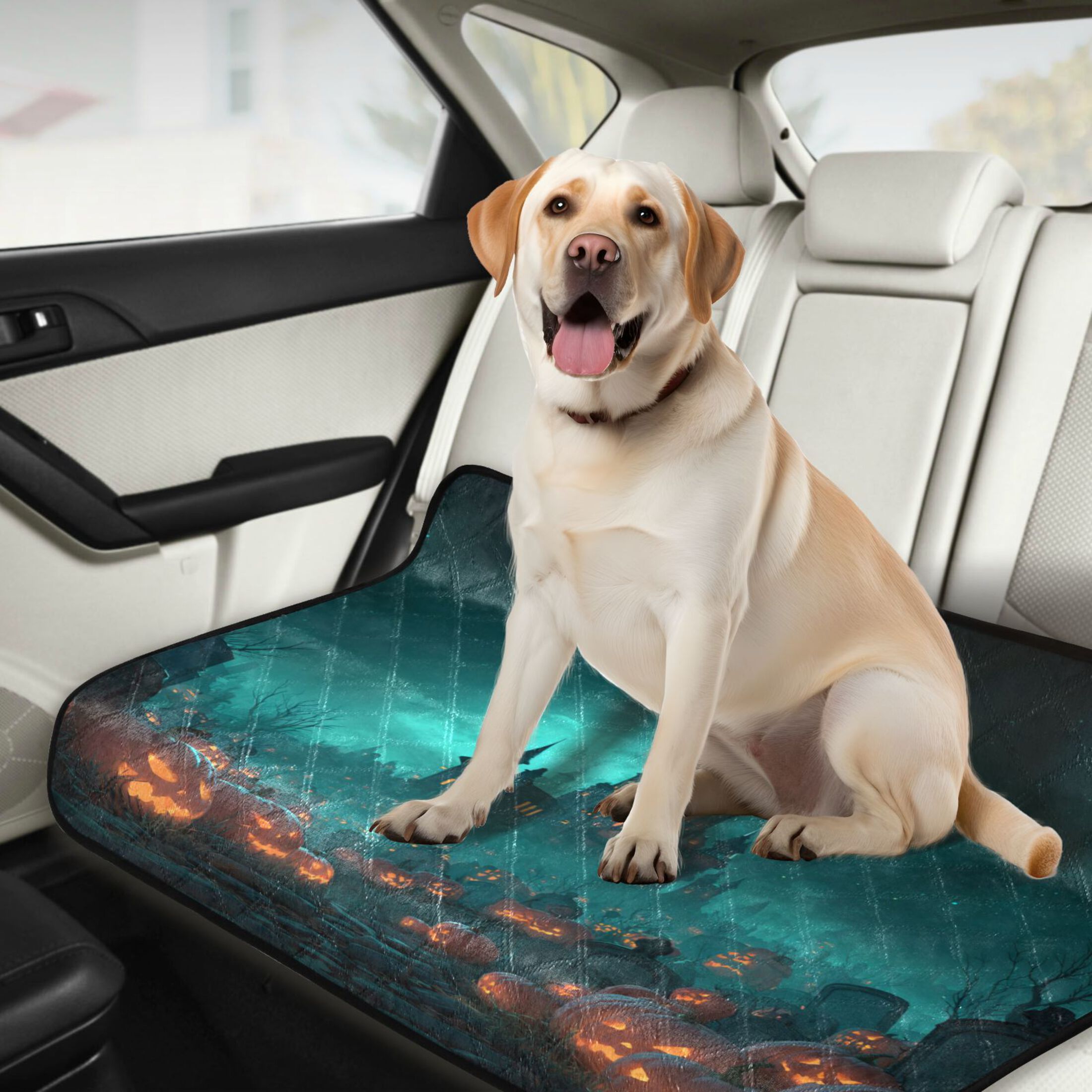 Qxltty Halloween Night Cat litter Pads Pet Set of 2 Diaper Mats Center Anti-leakage Layer Absorbent Soft and Comfortable