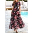thumbnail image 3 of PRETTYGARDEN Tulle Floral Dress Women Summer Wedding Guest Spring Short Sleeve Maxi Smocked Flowy Beach Party Dresses, 3 of 9