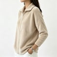 thumbnail image 4 of Sewkxo Women's Lightweight Warm Zip Up Long Sleeve Soft Plush Jacket Casual Faux Fur Lapel Collar Zipper Coat Fall Winter Clothes,Beige 2XL, 4 of 5
