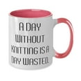 thumbnail image 2 of Unique Knitting Two Tone 11oz Mug, A Day Without Knitting is a Day, Gifts For Men Women, Present From Friends, Cup For Knitting, Gift ideas, Knitting patterns, Knitwear, Handmade gifts, DIY, 2 of 2