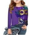 thumbnail image 4 of Spazoro Kids Girls Shirts Tee, 2025 Crew Neck Carnival Long Sleeve Casual Loose Tops for Child Girls Purple Size 13 T, 4 of 4