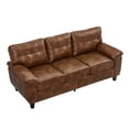 thumbnail image 4 of 80" Faux Leather Cloud Couch, Modern 3 Seater Sofa Couch with Storage Seats, Upholstered Comfy Modular Sectional Sofa with Wood Frame, Brown, 4 of 9