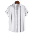 thumbnail image 2 of Camisa a rayas de un solo pecho con botones casuales para hombre Camisa hawaiana de manga corta Pompotops  oipoqjl48948, 2 of 9