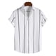 thumbnail image 2 of Camisa a rayas de un solo pecho con botones casuales para hombre Camisa hawaiana de manga corta Pompotops  oipoqjl48949, 2 of 9