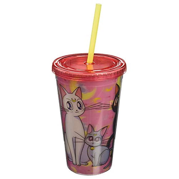 Sailor Moon OFFICIAL "Kitties of Sailor Moon" Featuring Luna Artemis  Diana PREMIUM Tumbler Travel Cup16ozA (BPA-Free)