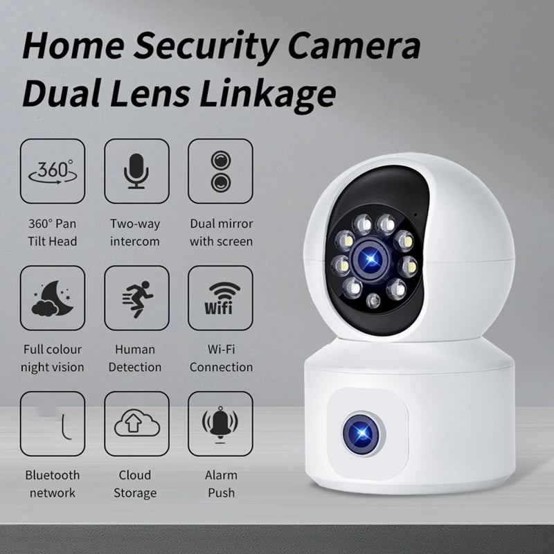 8MP WiFi IP Camera Dual Lens Baby Monitor Color Night Vision Human Automatic Tracking Video Smart Home