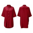 thumbnail image 5 of Women's Nightgown Button Down Sleepshirt Satin 3/4 Sleeve Nightshirt Pajama Sleepwear,Red, 5 of 6