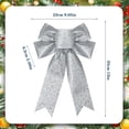thumbnail image 3 of Christmas Tree Topper Bow Silver Glitter Christmas Bows Sparkly Stars Wreath Bow 13’’x9’’ Ribbon Bow for Wreaths Home Front Door Outdoor Xmas New Years Party, 3 of 9