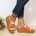 thumbnail image 3 of Oyedens Women Sandals Boho Beach Wide Width Wedge Slippers Comfort Summer Dressy Slip-On Shoes, 3 of 4