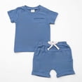 thumbnail image 5 of mgoYE Toddler Boys Clothes Set Short Sleeve T-shirt Top Elastic Waist Pocket Shorts Solid 2Pcs Outfits (Blue,2-3 Years), 5 of 6