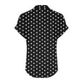 thumbnail image 4 of HOMBOM Tops for Women Summer Black Short Sleeve V Neck Rolled Sleeve Polka Dot Cotton Linen Blouse S, 4 of 5