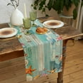 thumbnail image 2 of Beach Ocean Theme Blue Summer Dining Table Runner 76 inches Long, Rustic Vintage Wood Shell Starfish Linen Dining Table Runner for Everyday Use 13X90IN, 2 of 5